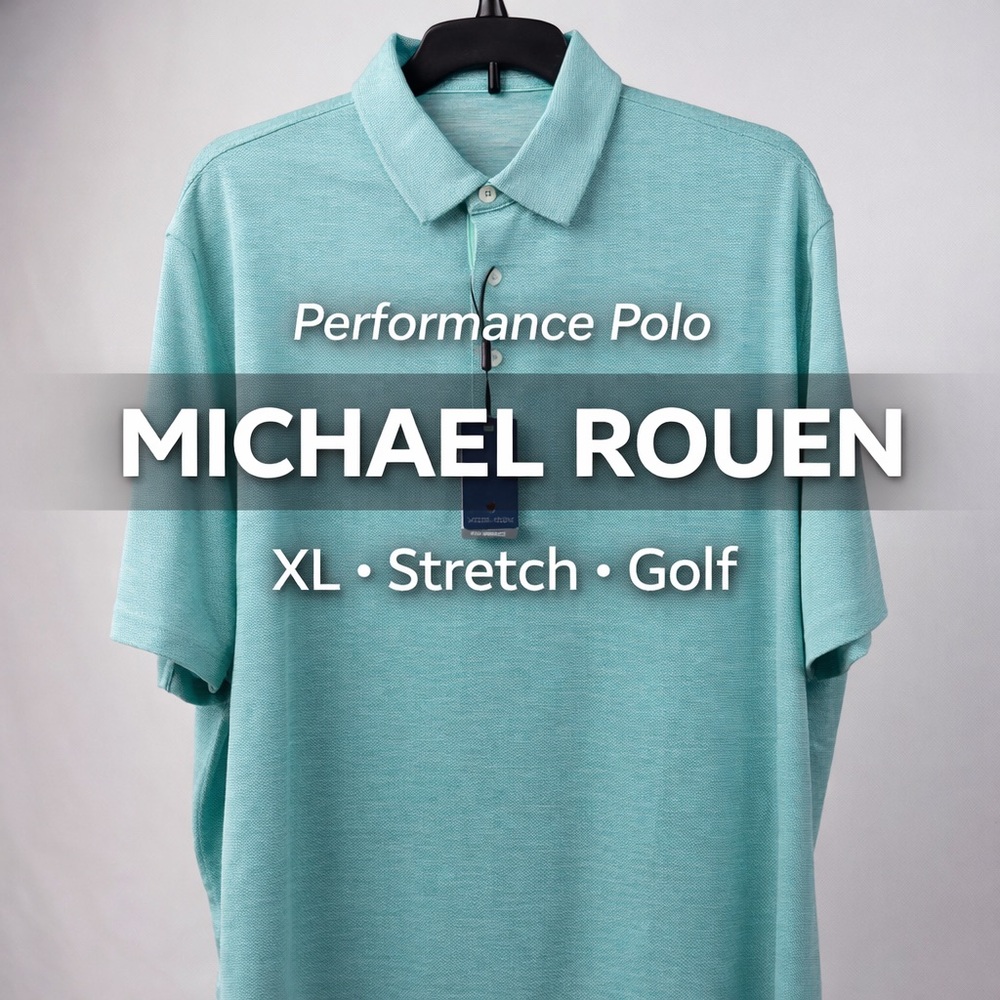 Michael Rouen Performance 2.0 Polo Shirt XL Mint Green Stretch Golf